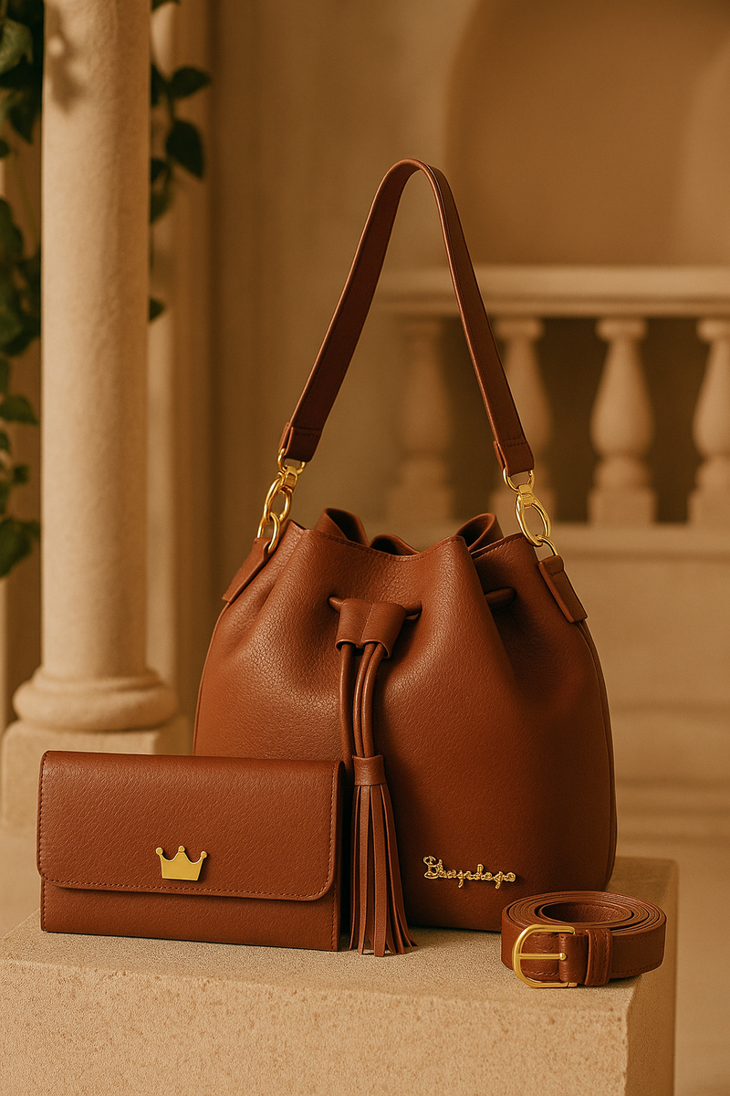 Kit Bolsa Saco + Carteira Feminina Egito - Charme e Funcionalidade em cada Detalhe