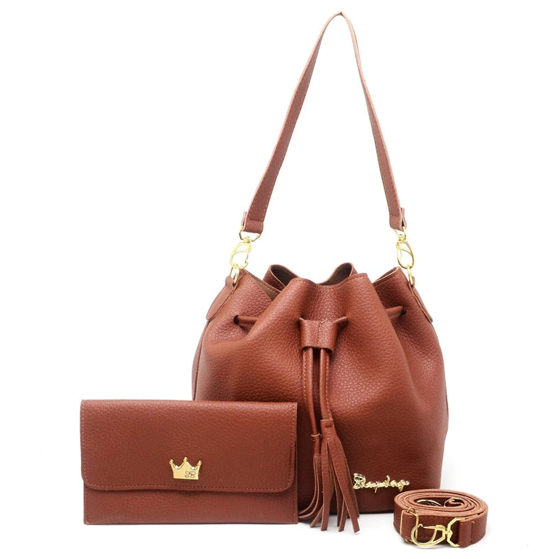 Kit Bolsa Saco + Carteira Feminina Egito - Charme e Funcionalidade em cada Detalhe