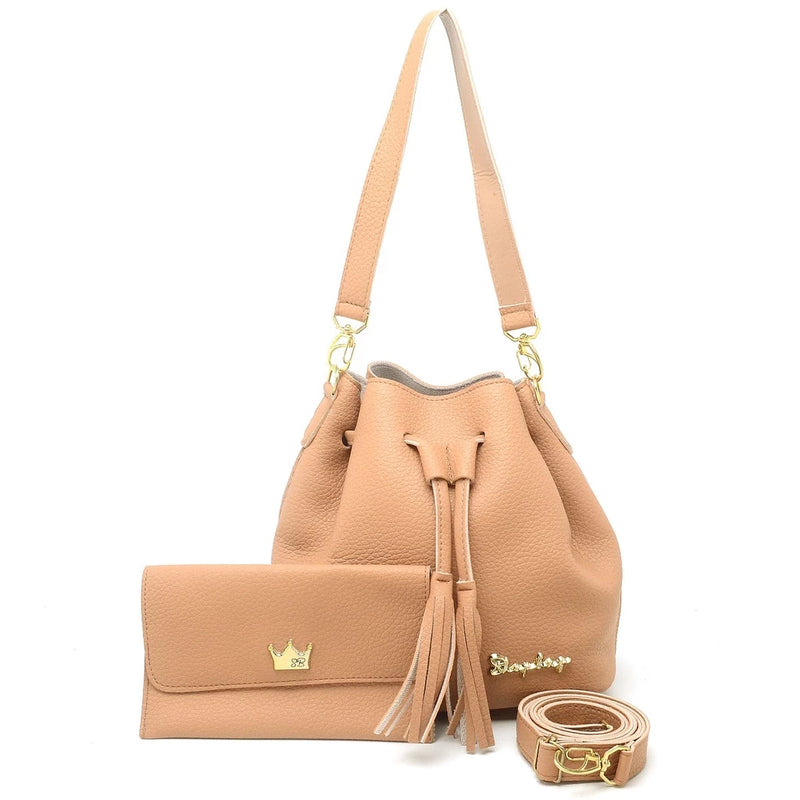 Kit Bolsa Saco + Carteira Feminina Egito - Charme e Funcionalidade em cada Detalhe