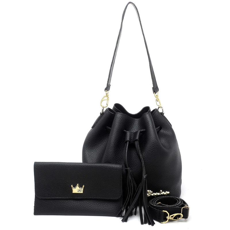 Kit Bolsa Saco + Carteira Feminina Egito - Charme e Funcionalidade em cada Detalhe