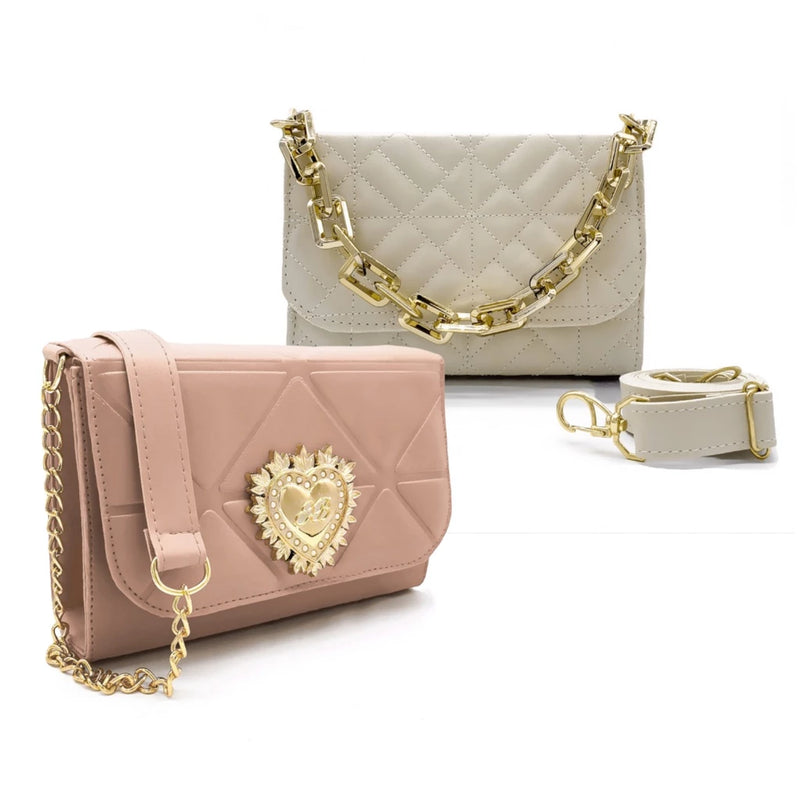 Kit Bolsas Femininas Luxo - Pague 1 leve 2 - Modelos Tiracolo e Coração
