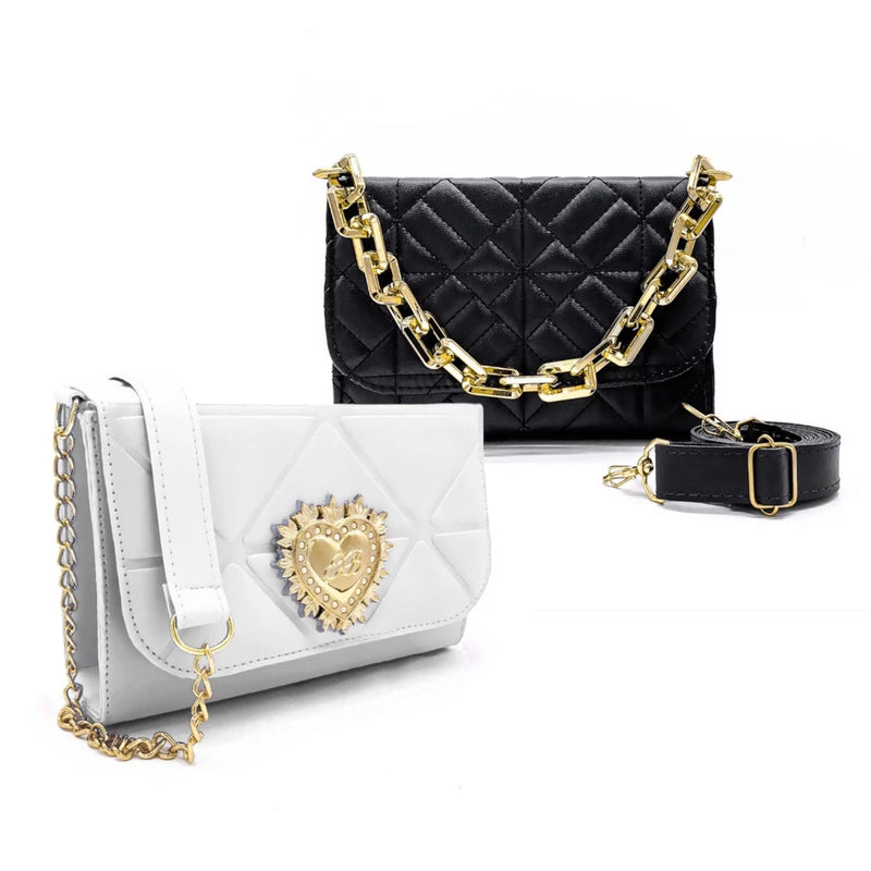Kit Bolsas Femininas Luxo - Pague 1 leve 2 - Modelos Tiracolo e Coração