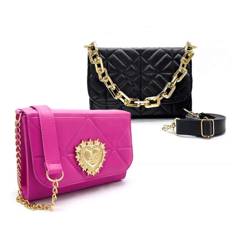 Kit Bolsas Femininas Luxo - Pague 1 leve 2 - Modelos Tiracolo e Coração