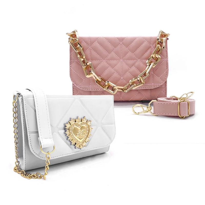 Kit Bolsas Femininas Luxo - Pague 1 leve 2 - Modelos Tiracolo e Coração